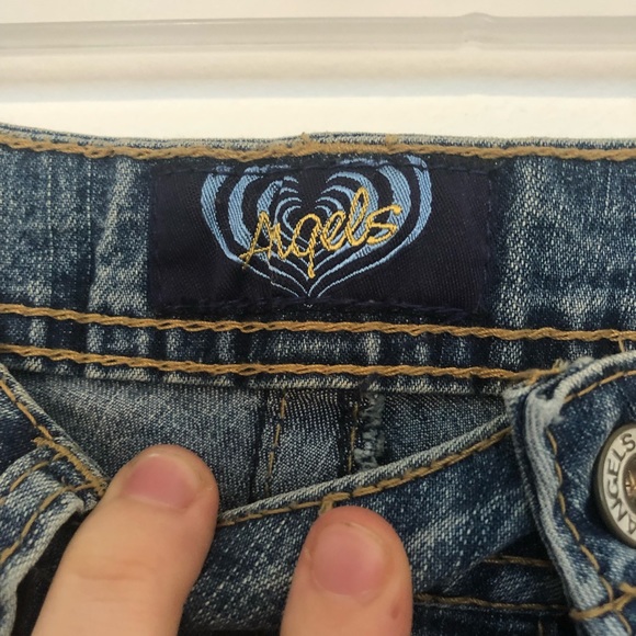 Angels Low Waist Wide Legged Y2K Embroidered Pocket Jeans - Picture 4 of 14
